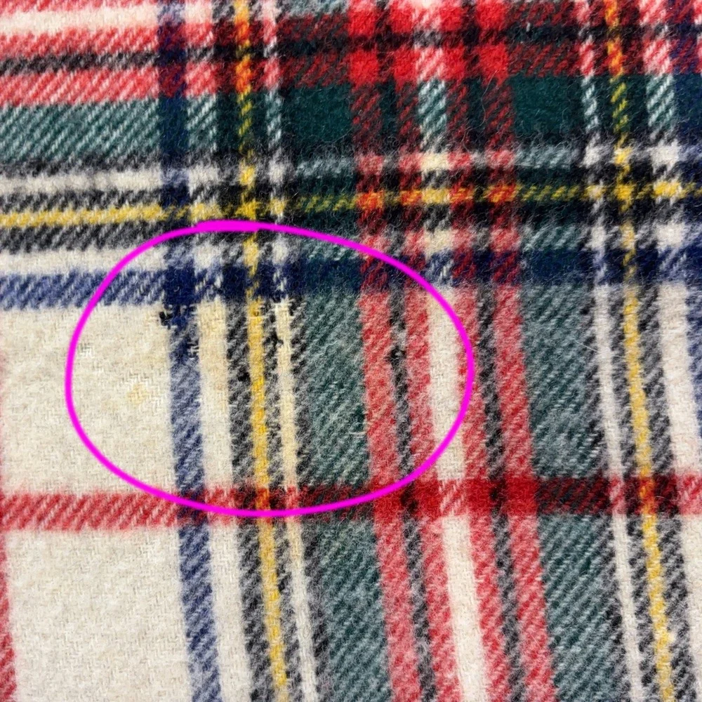 VTG Sibley Lindsay & Curr Wool Fringe Reversible Blanket Tartan Plaid England